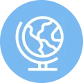 globo terraqueo en circulo azul claro