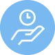 Mano con reloj en circulo Azul